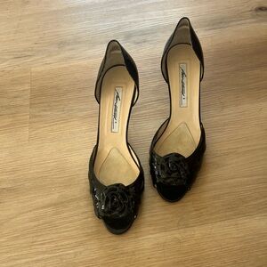 Brian Atwood Patent Leather Peep-Toe Heels • 38.5 EU